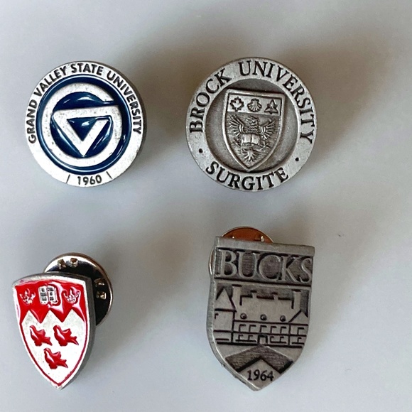 Vintage 1960s Collection of Four 3D  solid Pewter Uni Pins - Picture 2 of 7